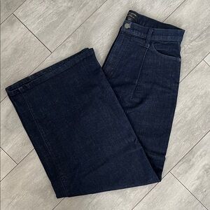 BANANA REPUBLIC Women's Dark Blue Pleated Wide Leg Denim Jeans, 29/8